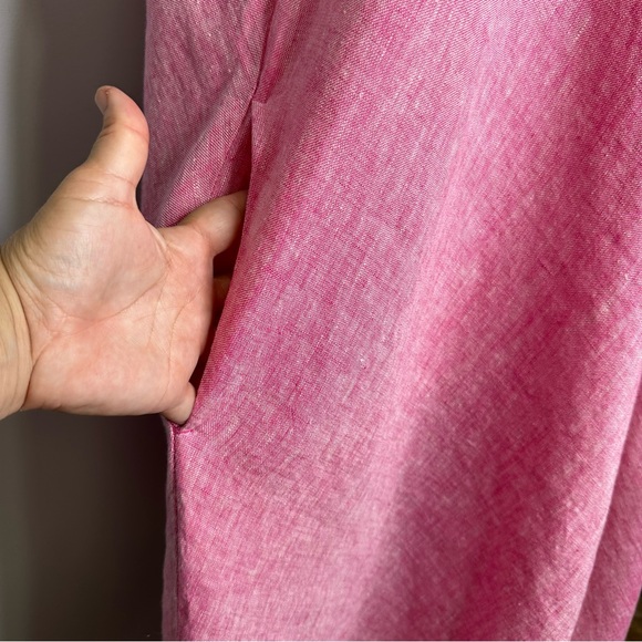 Lands’ End Heathered Pink Sleeveless A-Line 100% Linen Dress Size 1X, 16W-18W - Picture 5 of 12